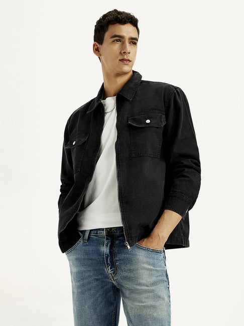 Levi's Men's Overdyed Black Shacket-picture-35