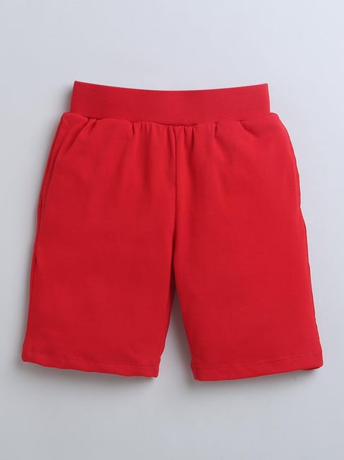 ZIP ZAP ZOOP Boys Red Cotton Shorts