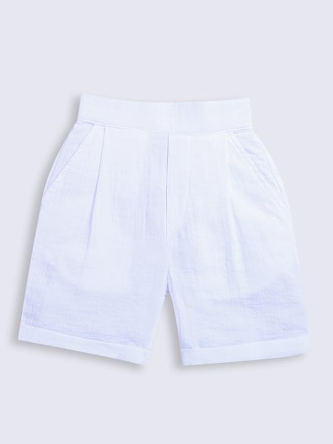 ZIP ZAP ZOOP Boys White Cotton Shorts