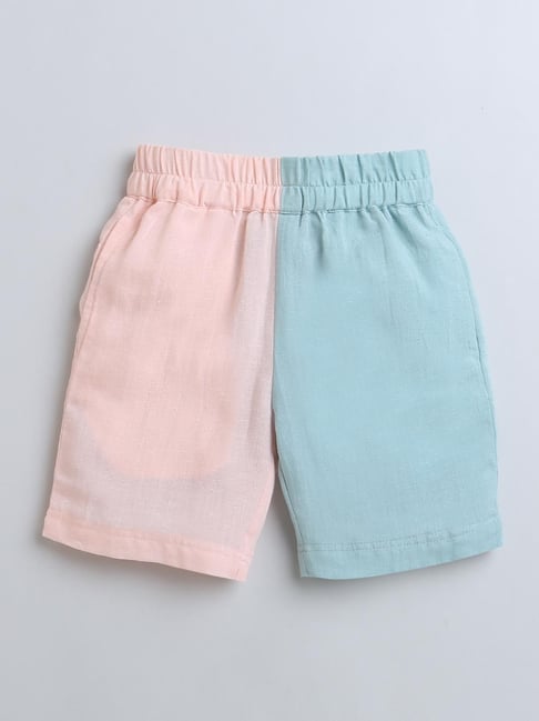 ZIP ZAP ZOOP Boys Pink Cotton Color blocked Shorts