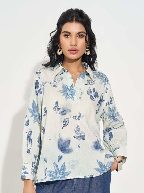 Akkriti By Pantaloons Crystal Blue Regular Fit Printed Tunic-picture-45