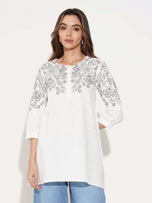 Rangmanch By Pantaloons White Regular Fit Printed Tunic-picture-26