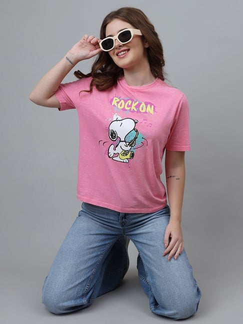 Free Authority Multi Cotton Peanuts Printed Regular Fit T-Shirt