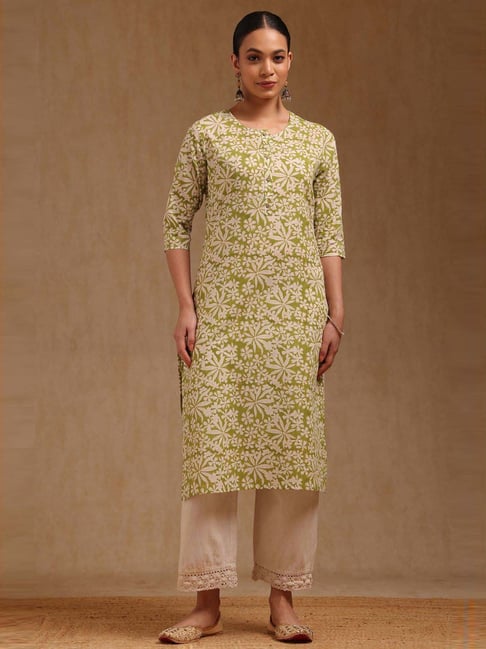 Soch Green Cotton Regular Fit Floral Print Kurta-picture-41