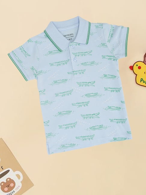 Pantaloons Baby Boys Airy Blue Printed Polo T-Shirt