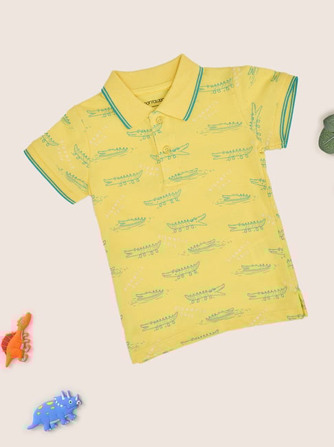 Pantaloons Baby Boys Pale Banana Printed Polo T-Shirt