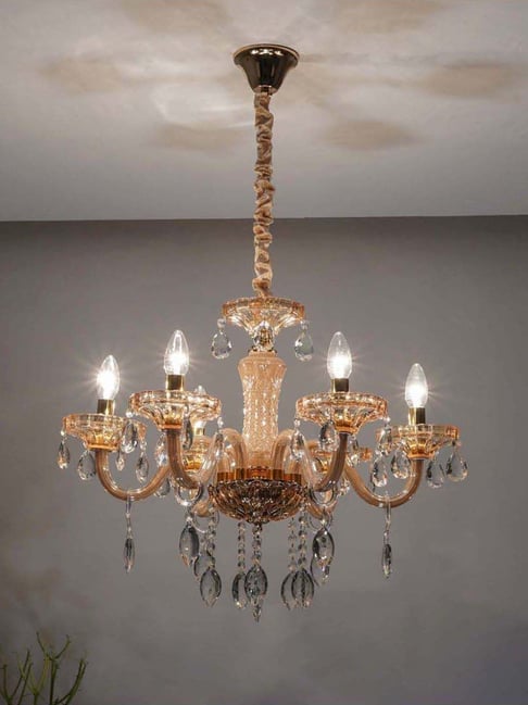Kapoor Lamp Shades Marie Theresa 6 Arm Ceiling Chandelier with Glass Crystal Drops & Trim