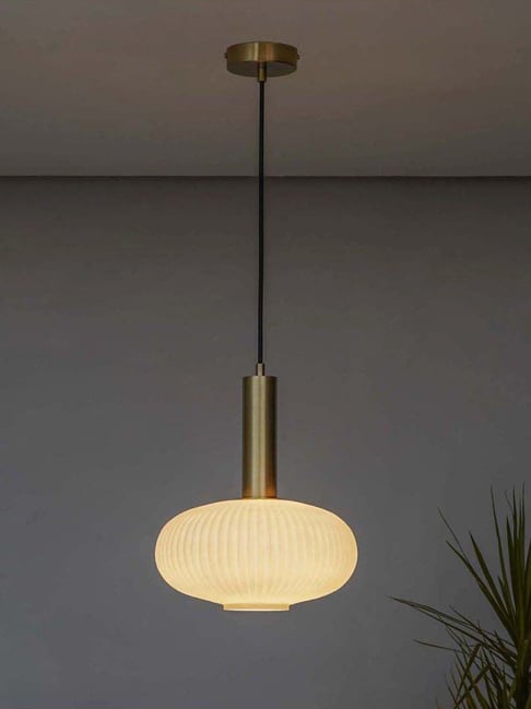 Kapoor Lamp Shades Maloto Frosted White Luster & Brass Hanging Light