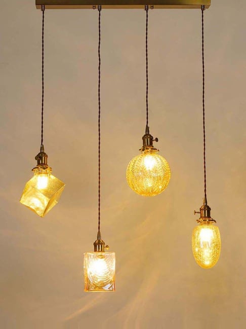 Kapoor Lamp Shades Riviera Linear 4 Lights Glass Chandelier