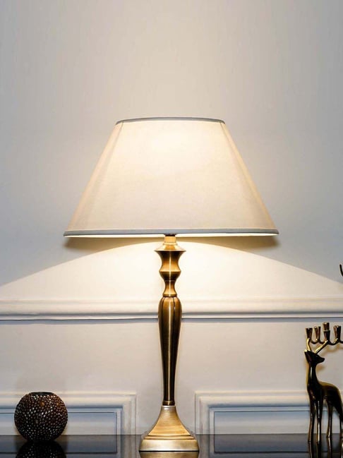 Kapoor Lamp Shades Viking Aluminium Table Lamp with White Cotton Shade