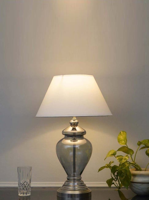 Kapoor Lamp Shades Syracuse Blue Glass Table Lamp with White Cotton Shade-picture-40