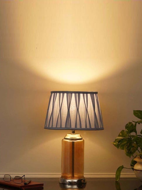 Kapoor Lamp Shades Duffield Amber Glass Table Lamp with Cotton Shade-picture-15