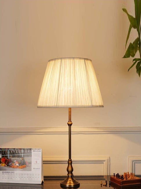 Kapoor Lamp Shades Troy Brass Table Lamp with Off White Linen Shade