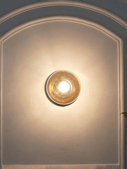 Kapoor Lamp Shades Carter Shine Brass & Amber Finish Wall Light