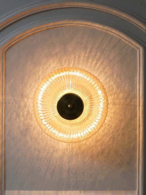 Kapoor Lamp Shades Maloto Amber Luster & Brass Finish Metal Wall Light