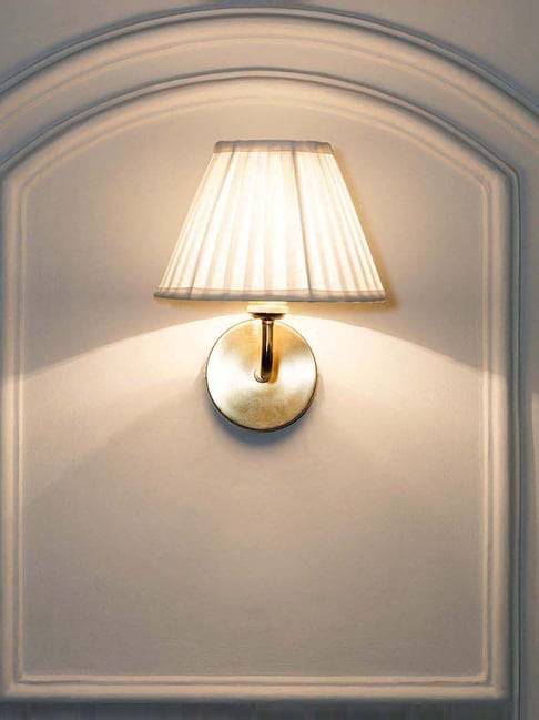 Kapoor Lamp Shades Sadie Shine Brass Metal Finish Wall Light With Pleated Shade
