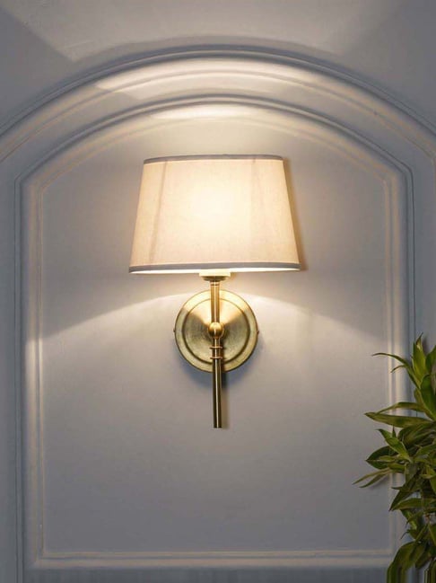 Kapoor Lamp Shades Dryden Shine Brass Finish Metal Wall Light