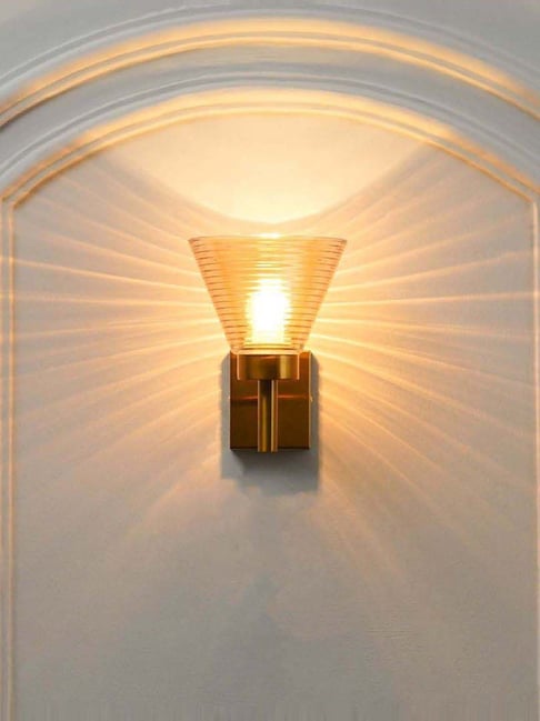 Kapoor Lamp Shades Sagara Single Arm Wall Light In Brass Finish