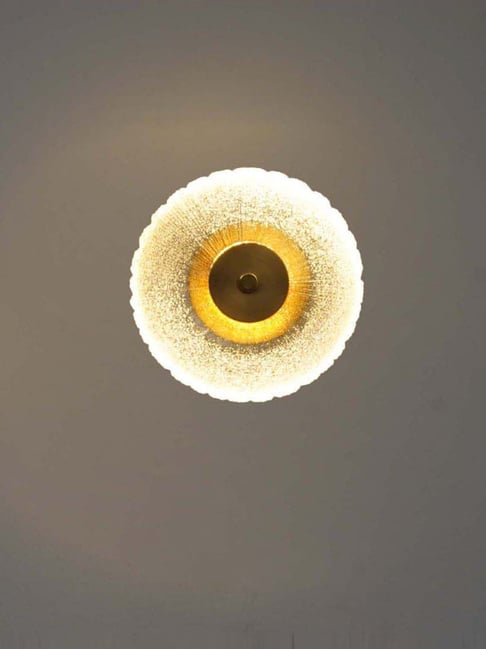 Kapoor Lamp Shades Axton Integrated Single Light Led Wall Fitting In Brass Finish Metal With Frosted White Glass