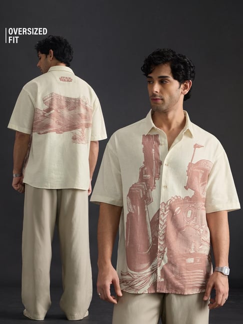 The Souled Store Off White Cotton Printed Relaxed Fit Shirt-picture-10