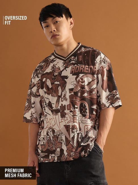 The Souled Store Brown Polyester Graphic Relaxed Fit Sports T-Shirt-picture-45