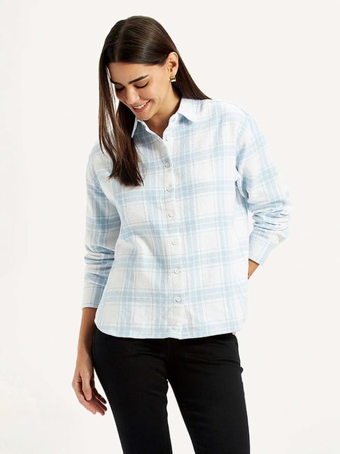 Levi's Women's Checkered White Relaxed Fit Shirt-picture-36