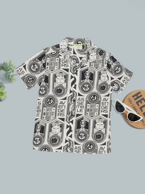 Pantaloons Junior Boys Snow White Printed Shirt