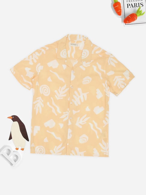 Pantaloons Junior Boys Beige Printed Shirt