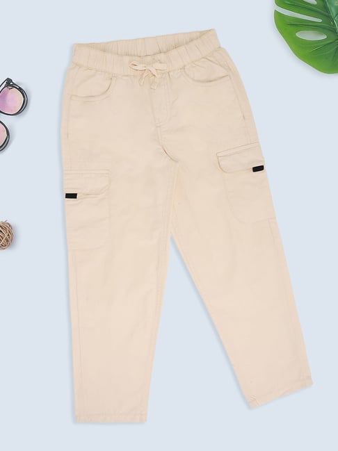 Pantaloons Junior Girls Cannoli Cream Cargo Pants