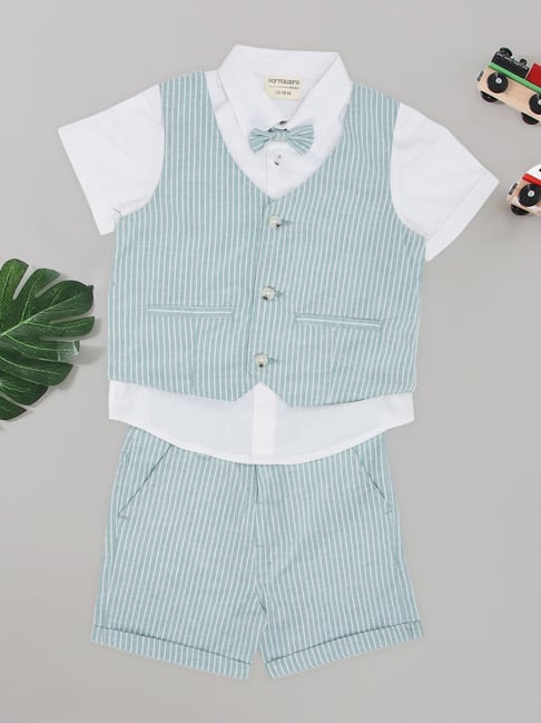 Pantaloons Baby Boys Aqua Foam Striped Clothing Set
