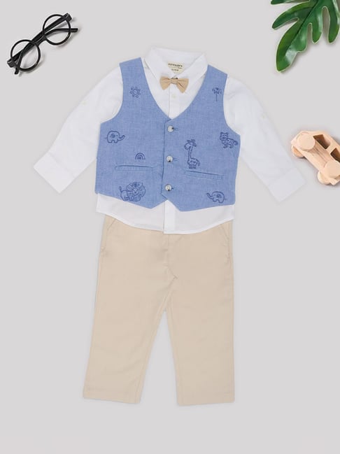 Pantaloons Baby Boys Cannoli Cream Embroidery Clothing Set