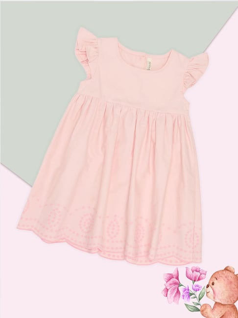Pantaloons Baby Girls Pink Dogwood Embroidery Dress