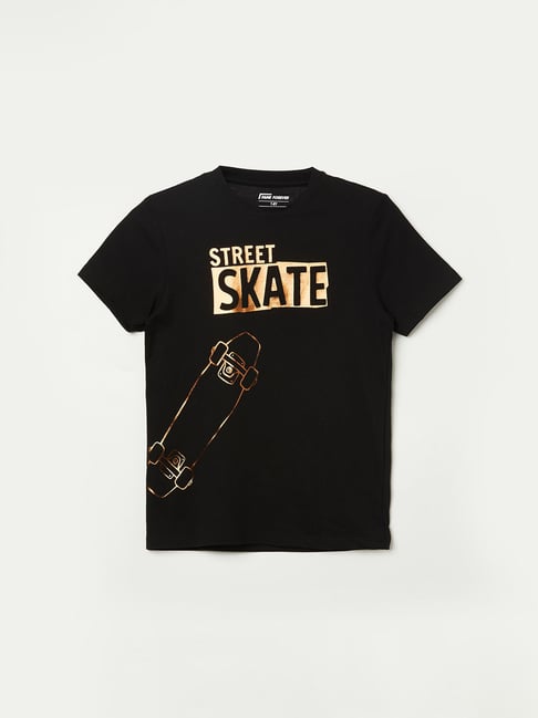Fame Forever by Lifestyle Boys Black Cotton Printed T-Shirt-picture-24