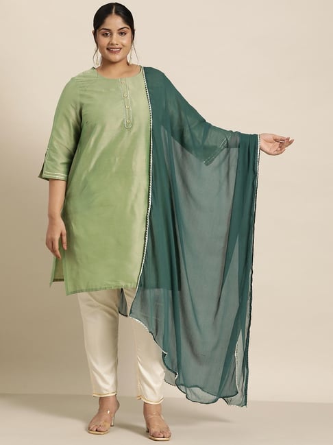 Varanga Green Chiffon Solid Duppatta-picture-10