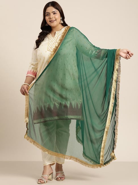 Varanga Green Chiffon Solid Duppatta-picture-30