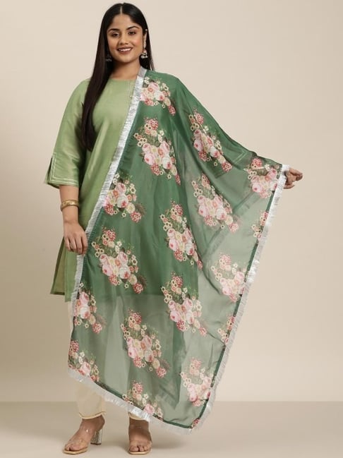 Varanga Green Organza Printed Duppatta-picture-20