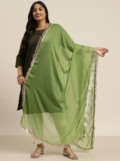 Varanga Green Chiffon Printed Duppatta-picture-42