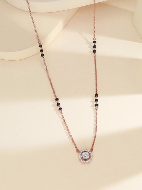 P.N.Gadgil Jewellers 14k (585) Yellow Gold Divine Thread Diamond Tanmaniya Mangalsutra