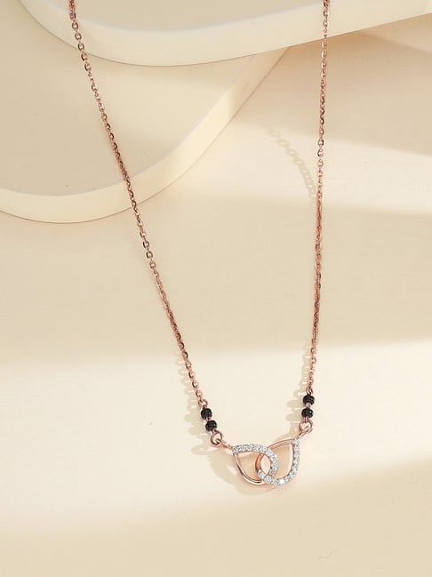 P.N.Gadgil Jewellers 14k (585) Yellow Gold Velora Knot Diamond Tanmaniya Mangalsutra