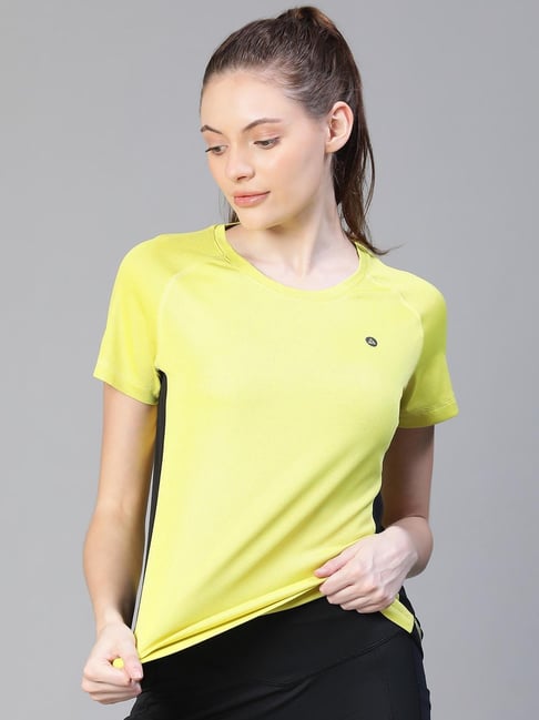 ATHLISIS Neon Green Polyester Solid Sports T-Shirt