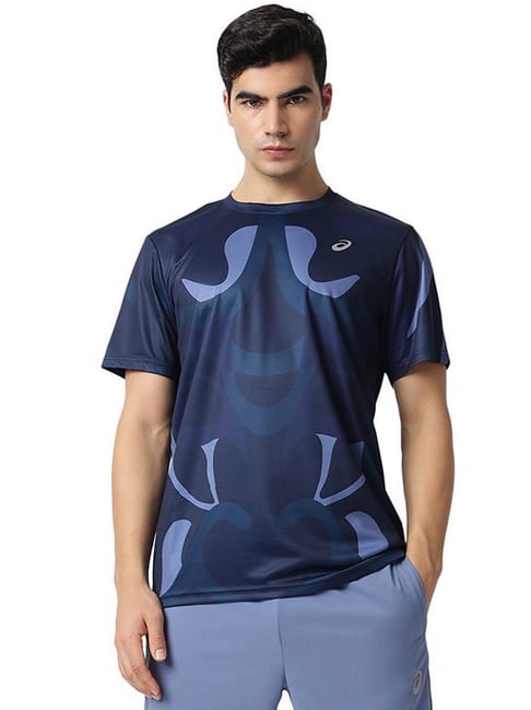 Asics Blue Regular Fit Printed Sports T-Shirt-picture-31
