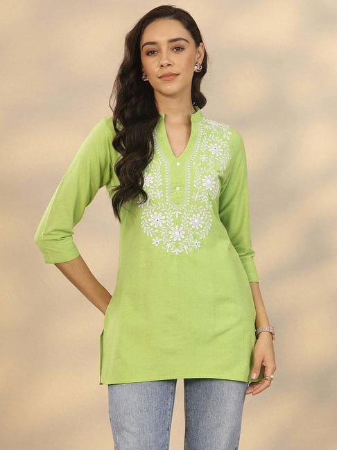 gerua by libas Libas Green Straight Fit Embroidered Kurti-picture-36
