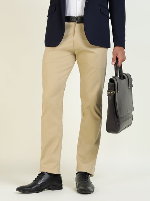 Hancock Khaki Cotton Slim Fit Trousers