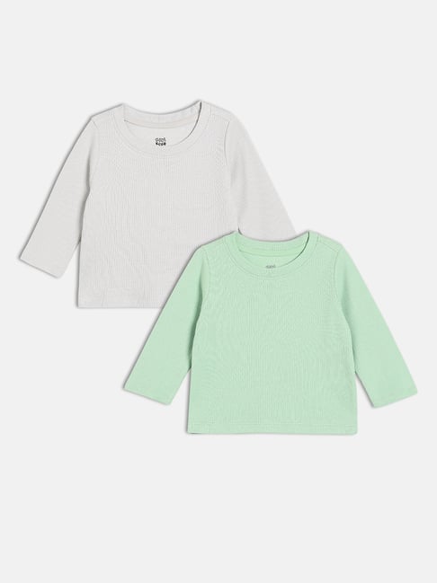 Miniklub Kids Green & Grey Marl Cotton T-Shirt - Pack of 2