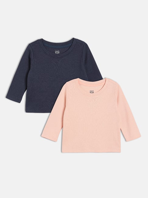 Miniklub Kids Peach & Navy Cotton T-Shirt - Pack of 2