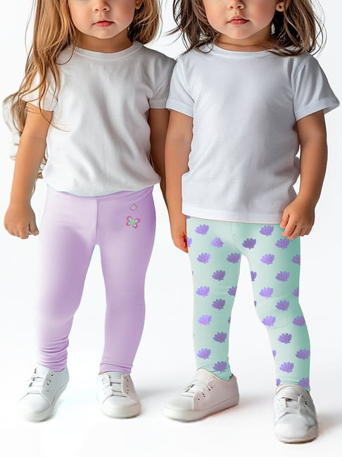 Nauti Nati Girls Blue & Lavender Graphic Print Leggings-picture-33