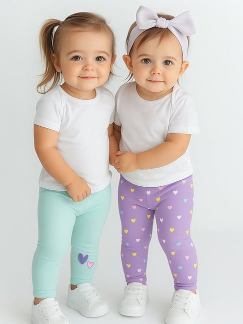 Nauti Nati Girls Blue & Lavender Graphic Print Leggings-picture-34