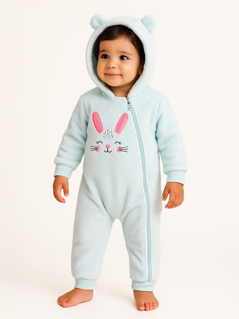 Nauti Nati Girls Sky Blue Graphic Print Sleepsuit-picture-11