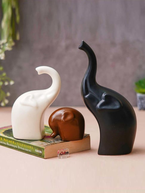 eCraftIndia Black, White & Brown Resin Showpiece Pack of 3-picture-20