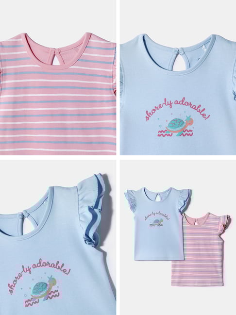 Nauti Nati Girls Blue And Pink Cotton Printed Top-picture-29